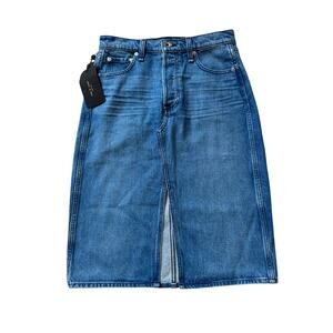 NWT - RAG & BONE Blue Denim Skirt, size 27; Button Fly; POPPY; Vintage High rise